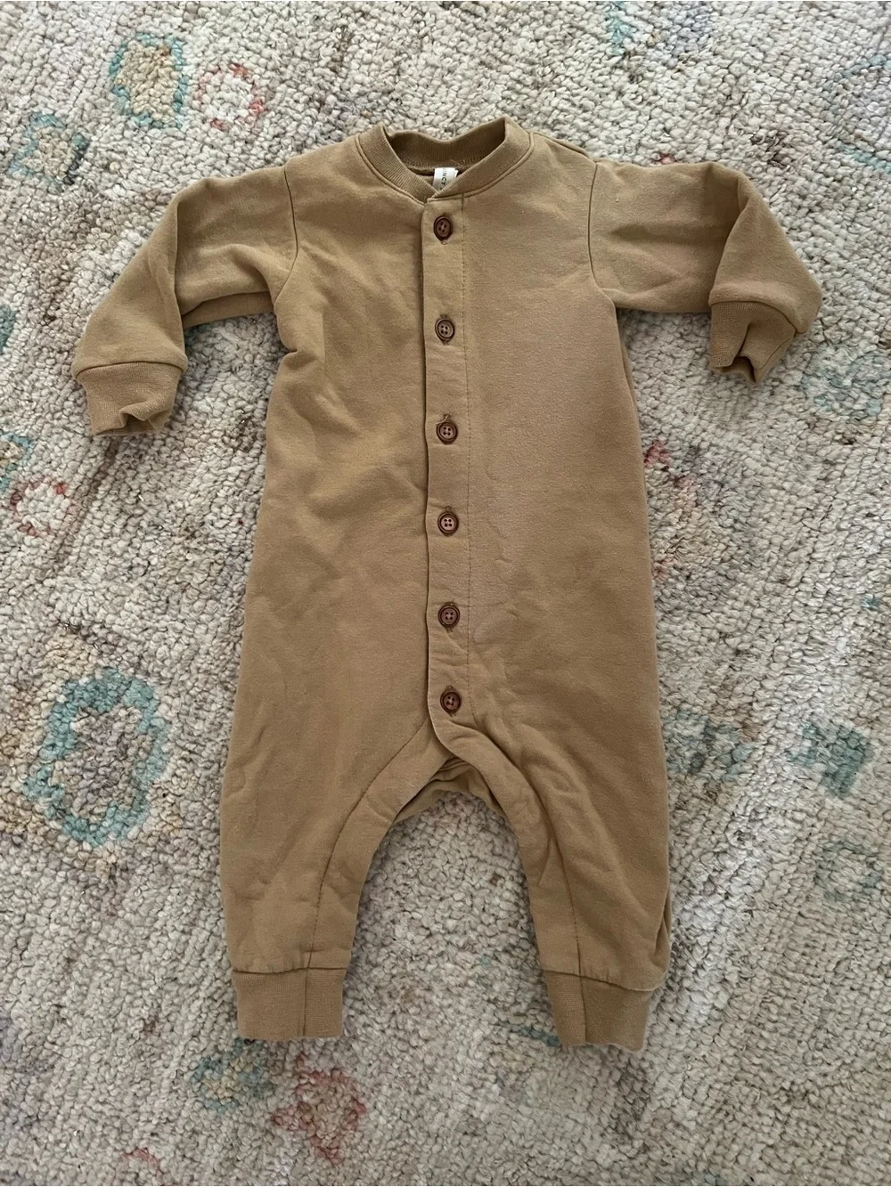 Quincy Mae Tan Button-Front Footie